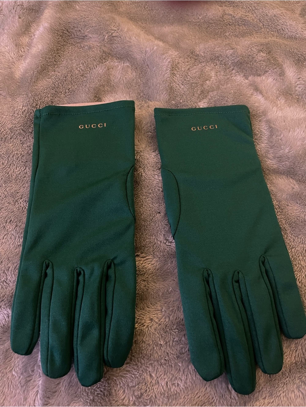 Gucci Emerald Green Long Gloves with Gold Logo
